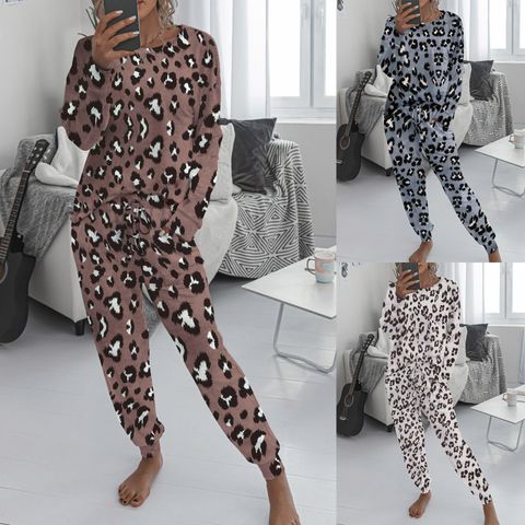 Women's Fashion Leopard Acrylic Printing Pants Sets