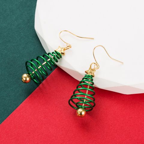 1 Pair Fashion Christmas Tree Enamel Alloy Drop Earrings
