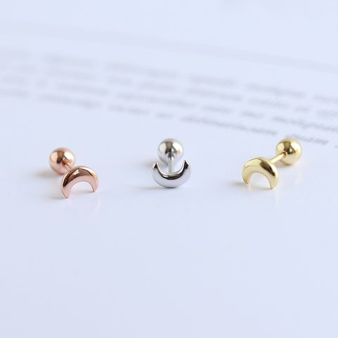 Simple Style Moon Silver Plating Ear Studs 1 Pair
