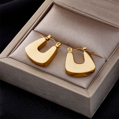 Vintage Style Geometric Titanium Steel Gold Plated Drop Earrings 1 Pair