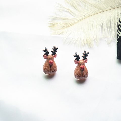 Fashion Santa Claus Elk Resin Women's Ear Studs 1 Pair
