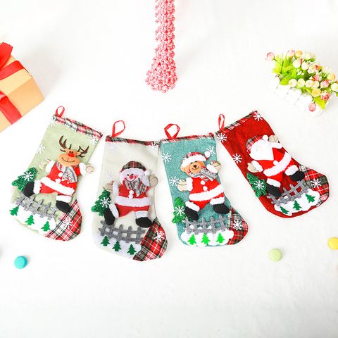Christmas Cute Snowman Elk Cloth Party Christmas Socks 1 Piece