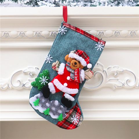 Christmas Cartoon Style Bear Elk Cloth Party Christmas Socks 1 Piece