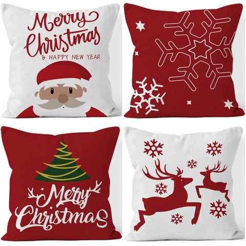 Fashion Christmas Tree Santa Claus Elk Short Plush Pillow Cases