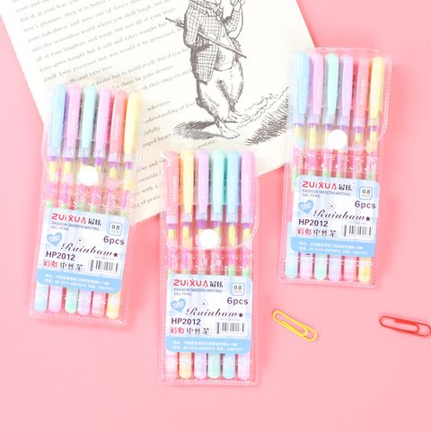 Student 0.8mm Hand Account Candy 6 Color Rainbow Highlighter Gel Pen Set