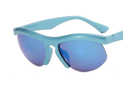 Sports Color Block Resin Biker Half Frame Women's Sunglasses