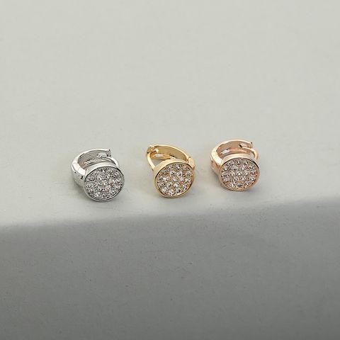 Fashion Round Copper Hoop Earrings Inlay Zircon Copper Earrings 1 Piece