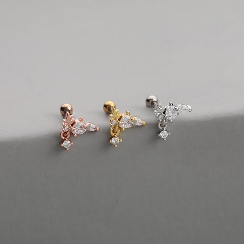Fashion Flower Copper Drop Earrings Inlay Zircon Copper Earrings 1 Piece