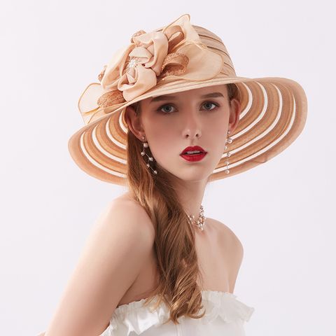 Women's Fashion Solid Color Flowers Flat Eaves Sun Hat