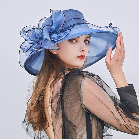 Women's Korean Style Flower Flat Eaves Fedora Hat