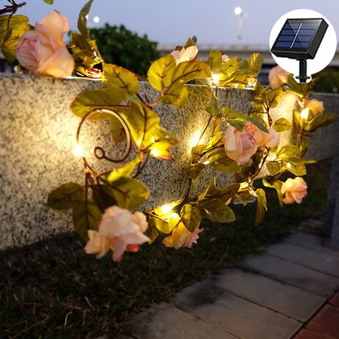 Romantic Leaves Floral Synthetics Copper Wire Outdoor String Lights