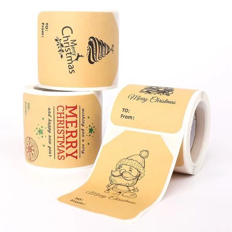 Roll Kraft Christmas Gift Box Adhesive Decorative Label Sticker