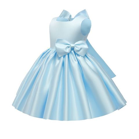 Princess Solid Color Bowknot Polyester Girls Dresses