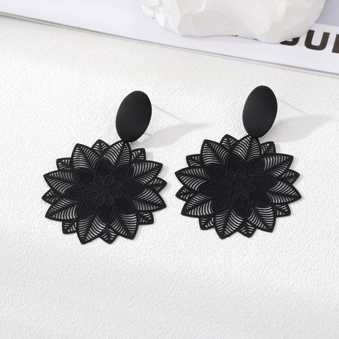 Exaggerated Flower Alloy Hollow Out Women's Drop Earrings 1 Pair