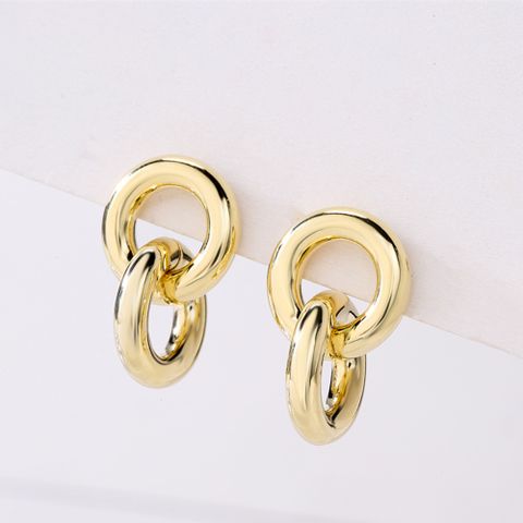Fashion Circle Copper Gold Plated Drop Earrings 1 Pair