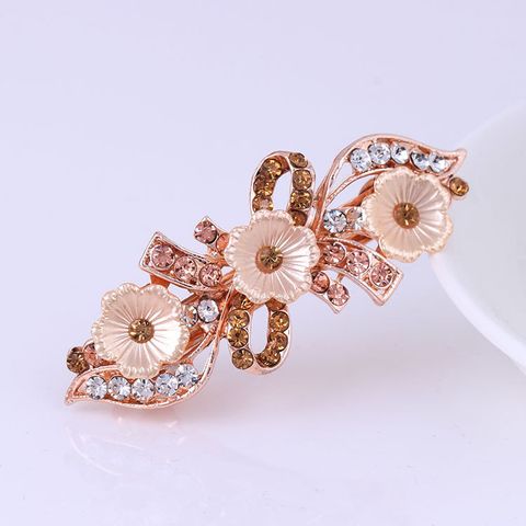 Sweet Flower Alloy Plating Artificial Rhinestones Artificial Pearls Hair Clip