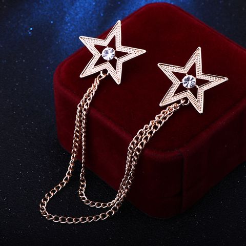 Fashion Pentagram Alloy Diamond Unisex Brooches Collar Pin