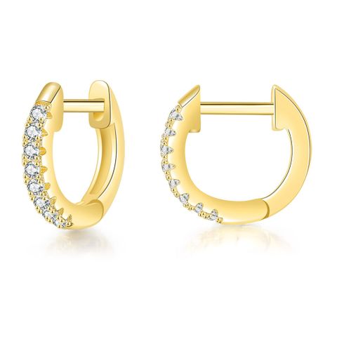 1 Pair Simple Style Circle Inlay Copper Zircon Hoop Earrings