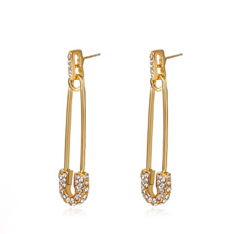 Fashion Geometric Alloy Inlay Rhinestones Women's Dangling Earrings 1 Pair