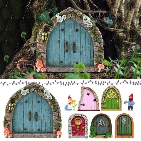 Elf Fairy Door Courtyard Wooden Tree Decoration Garden Crafts