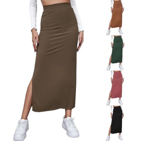 Simple Style Solid Color Polyester Maxi Long Dress Skirts
