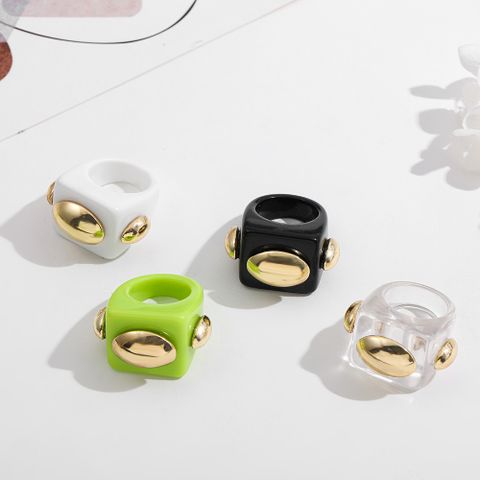 Anillos De Aleación De Plástico Geométrico De Estilo Simple Para Mujer 1 Pieza