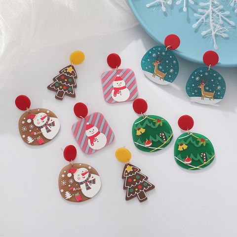 Cute Christmas Tree Arylic Stoving Varnish Acrylic Women's Drop Earrings 1 Pair