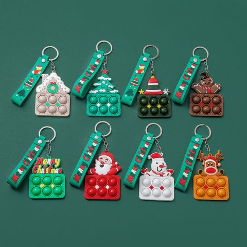 Cute Santa Claus Snowman Silica Gel Unisex Keychain 8 Pieces