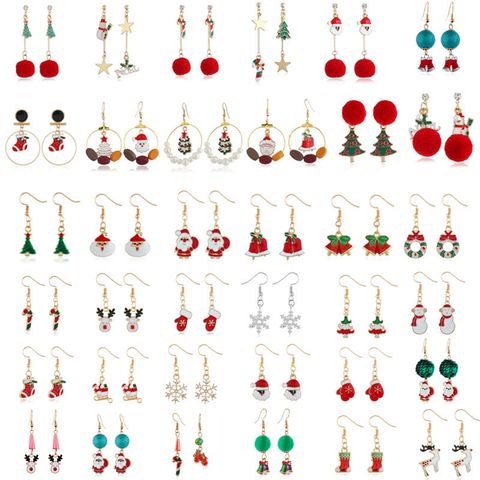 Fashion Santa Claus Christmas Socks Bell Alloy Pearl Inlay Rhinestones Women's Drop Earrings 1 Pair