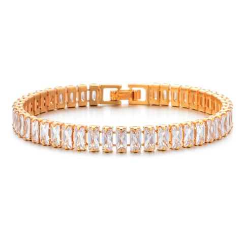 Copper Rhodium Plated Classic Style Inlay Colorful Zircon Bracelets