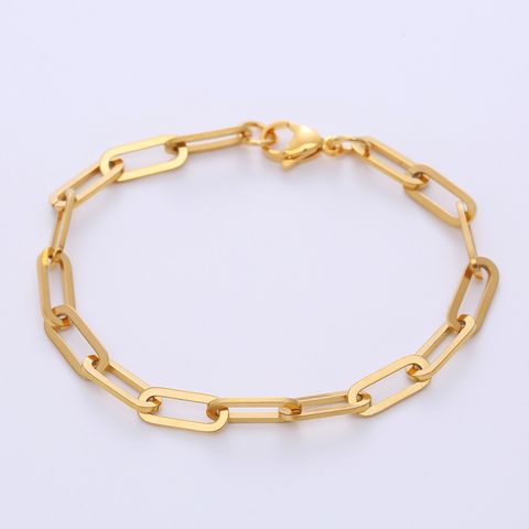 Simple Style Paper Clip Stainless Steel 18K Gold Plated Men's Bracelets