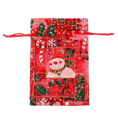 Christmas Bronzing Gauze Snowflake Star Gauze Santa Elk Bundle Mouth Storage Bag