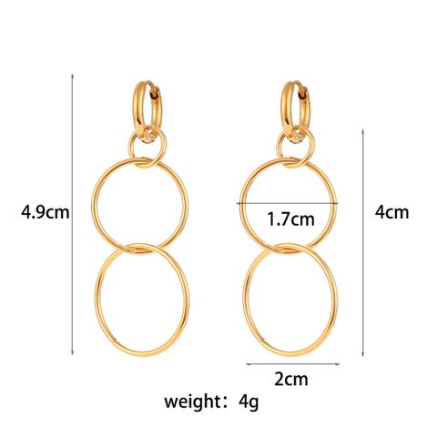 1 Pair Fashion Round Plating Stainless Steel Gold Plated Drop Earrings