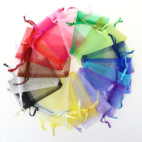 Mode Einfarbig Organza Kordelzug Schmuck Verpackungstaschen
