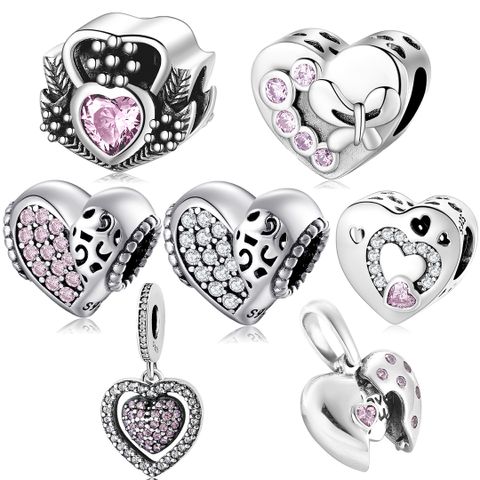 1 Piece Sterling Silver Artificial Gemstones Heart Shape