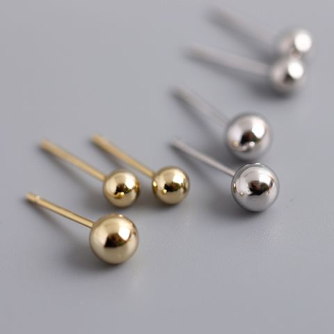 Simple Style Round Dots Sterling Silver Plating Ear Studs 1 Pair