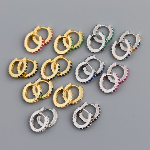 Fashion Geometric Sterling Silver Inlay Zircon Earrings 1 Pair