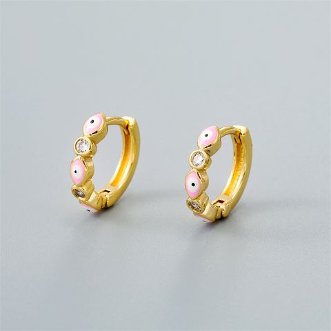 Fashion Eye Gold Plated Enamel Women's Earrings 1 Pair