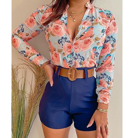Women'S Blouse Long Sleeve Blouses Printing Vacation Printing Without Belt