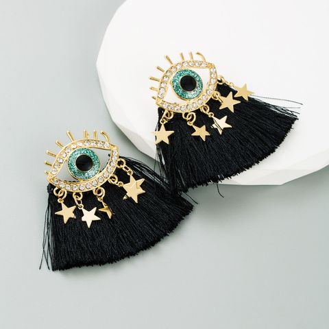 Ethnic Style Eye Alloy Tassel Rhinestones Women's Drop Earrings 1 Pair