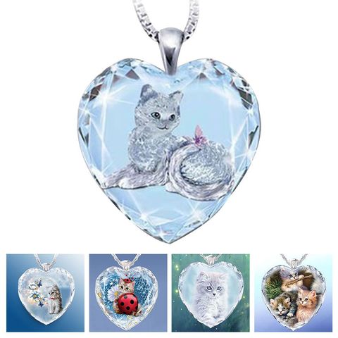 Cute Heart Shape Alloy Glass Plating Women's Necklace