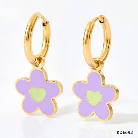 1 Pair Fashion Flower Plating Stainless Steel Earrings