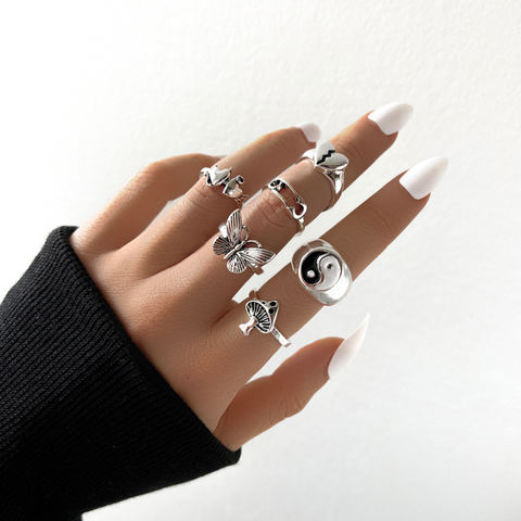 Fashion Geometric Alloy Plating Women's Rings 6 Pieces