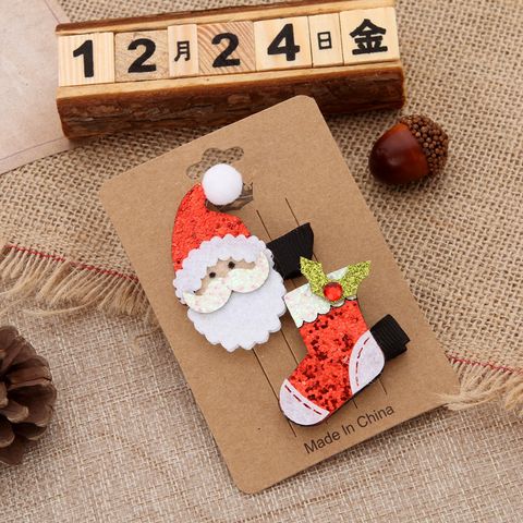 Cute Christmas Tree Snowman Alloy Hair Clip 2 Piece Set