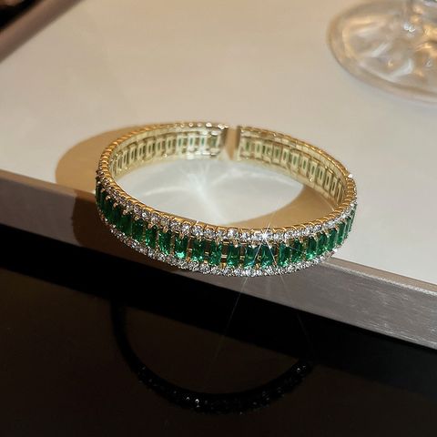 Simple Style Rectangle Alloy Inlay Rhinestones Zircon Women's Bracelets