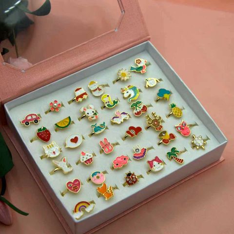 Cartoon Style Clouds Rabbit Fruit Alloy Plating Alloy Kid's Rings 1 Set