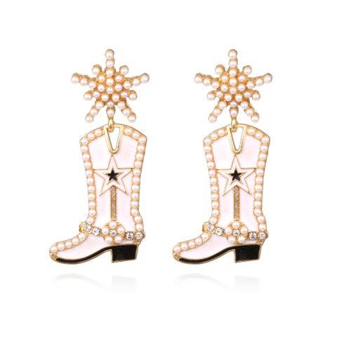 Fashion Geometric Boots Alloy Artificial Pearls Women's Drop Earrings 1 Pair