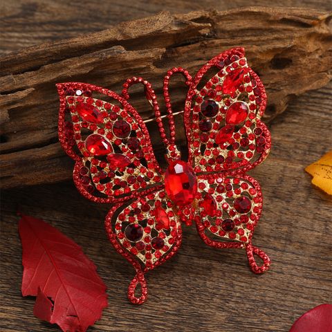 Korean Style Butterfly Alloy Metal Artificial Gemstones Unisex Brooches