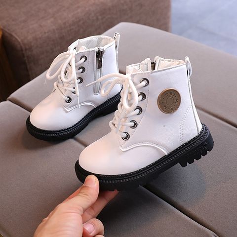 Unisex Fashion Solid Color Round Toe Martin Boots