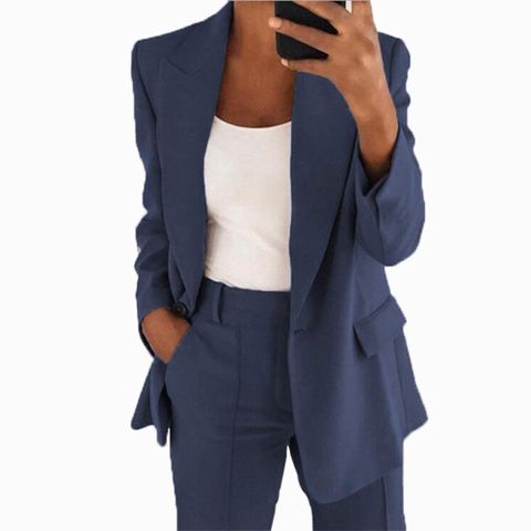 Women's Simple Style Solid Color Patchwork Single Breasted Blazer Blazer